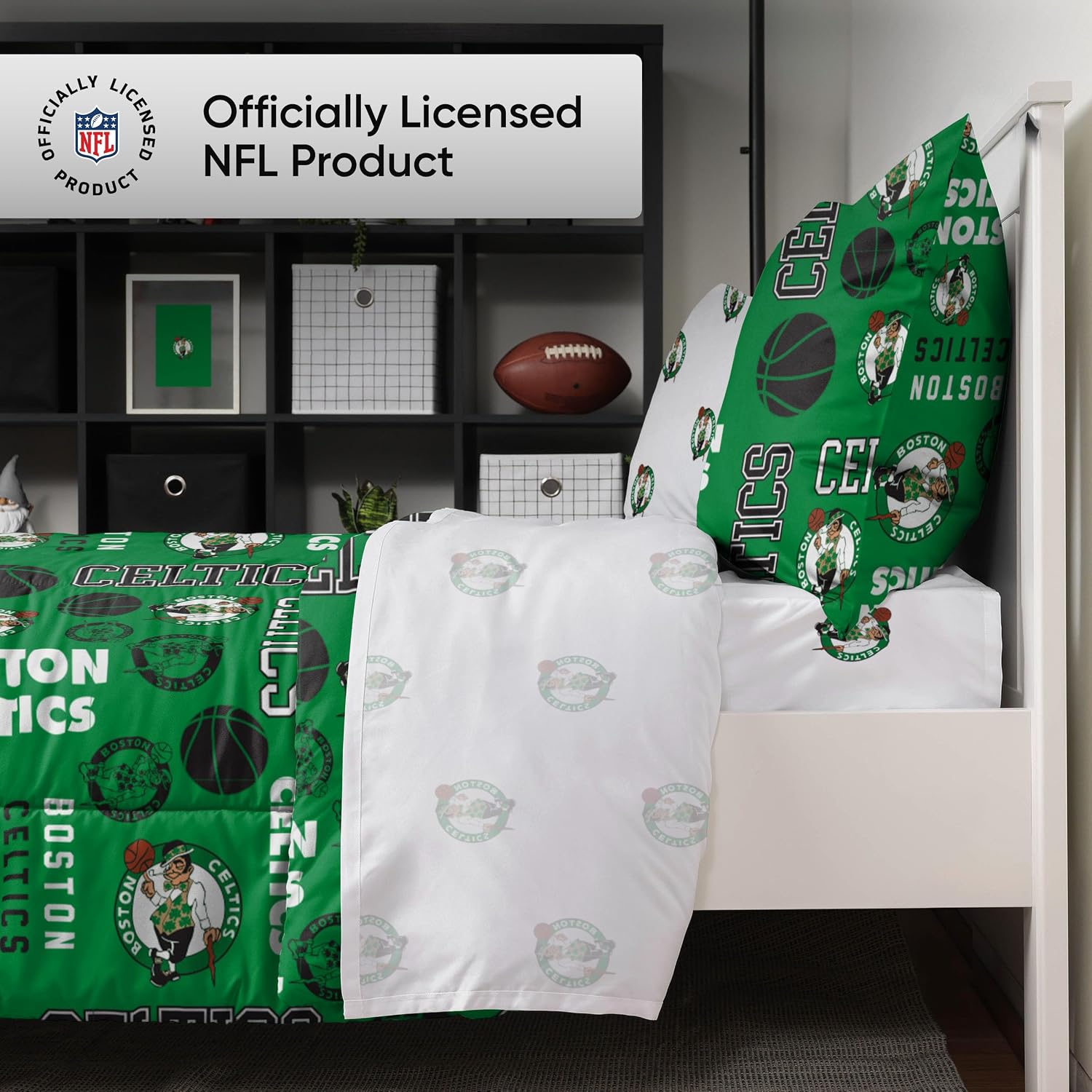 FOCO Unisex-Adult NBA Team Logo Bed in a Bag Comforter, Sheets, Pillow Cases Bedding 5-Piece Set