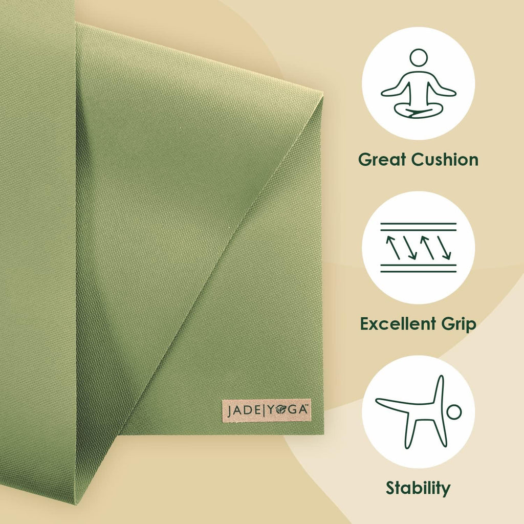 JadeYoga Harmony Yoga Mat - Durable & Thick Gym Fitness Mat, Non-Slip Natural Rubber Yoga Mat - Home Exercise & Stretching Mat, Workout Mat - Yoga, Pilates & Meditation for Women & Men