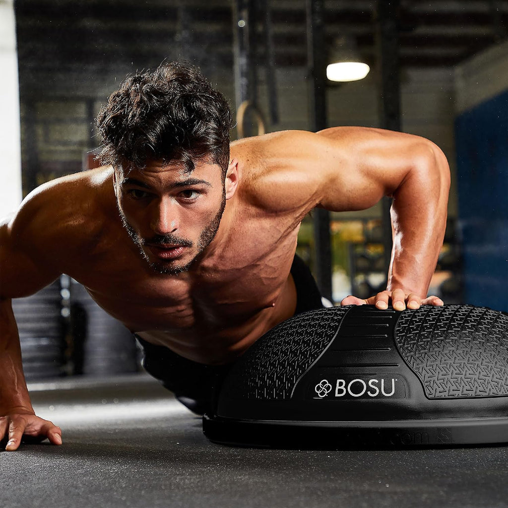 BOSU Nexgen Balance Trainer, Half-Ball Training Equipment, 65 cm Diameter, 300 lb Capacity - Burst-Resistant Stability Exercise Tool w/Non-Slip Base, Includes Hand Pump, Commercial-Grade
