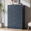 MAISONARIA 5 Drawer Dresser for Bedroom, Tall Dresser Chest of Drawers with Gold Handles, 32 Inch Wide Nightstand with for Bedroom, Living Rooms, Offices, and Entryways, Navy Blue