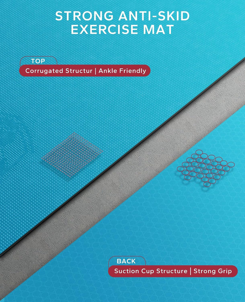 HAPBEAR Large Exercise Mat-7'x5'/6'x8'/6'x9'/6'x10'/6'x12'x8mm(1/3'),Non-Slip, Ultra Durable, Thick Workout Mat for Home Gym Flooring Cardio, Yoga for Fitness, High-Density, Shoes-Friendly