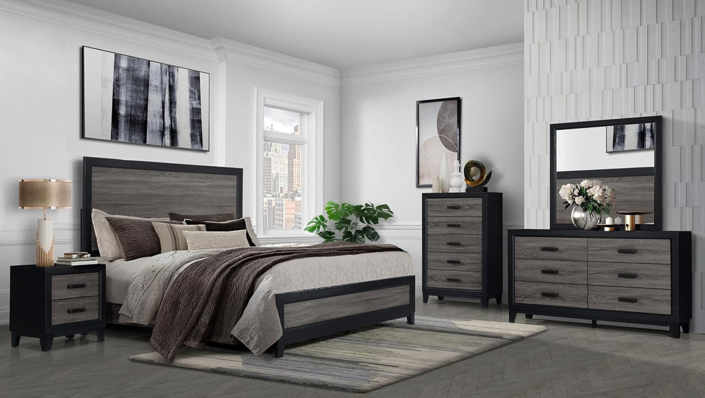 Grey and Black 5PC King Bedroom Set