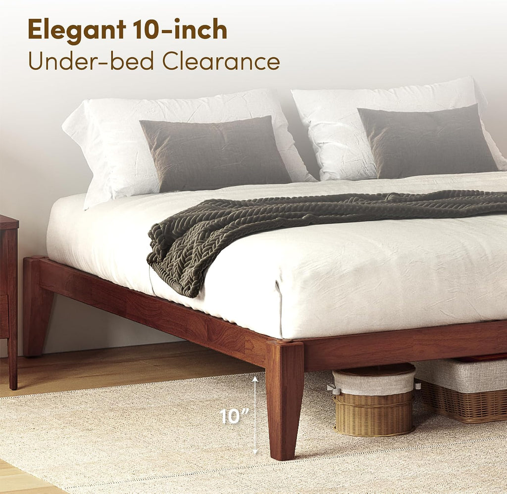 Thor Premium Solid Wood Bed Frame Full, Japanese Joinery Bed Frame with Wood Slat Support, Platform Bed, No Box Spring Needed, Easy Assembly, Minimalist & Modern Style (Mahogany)