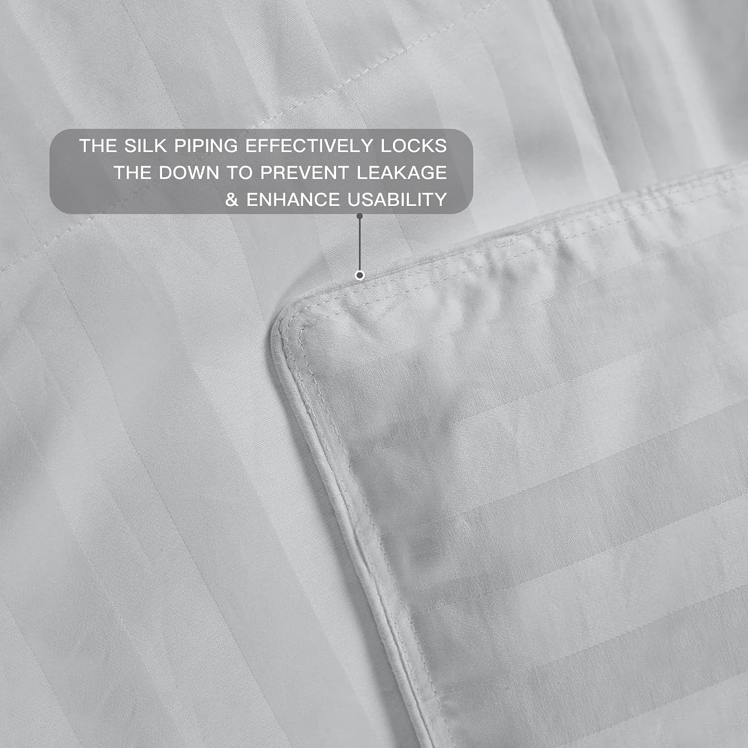 Hotel Grand Goose Down Comforter Duvet Insert King - Made in USA，Ultra Soft Striped Pattern Cotton Cover Fabric Fluffy， Hypoallergenic，500 Thread Count，650 Fill Power，All Season Warmth 106x90 Inches