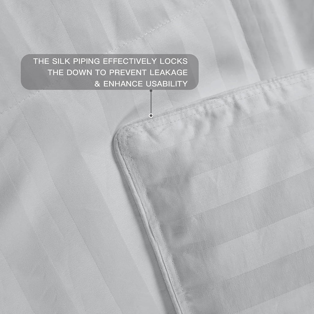 Hotel Grand Goose Down Comforter Duvet Insert Twin - Made in USA，Ultra Soft Striped Pattern Cotton Cover Fabric Fluffy， Hypoallergenic，500 Thread Count，650 Fill Power，All Season Warmth 68x90 Inches