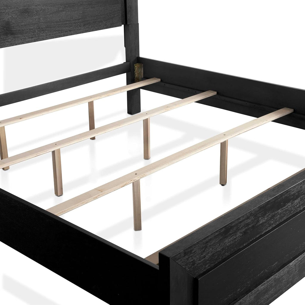 Furniture of America Lyle Modern Solid Wood 3-Piece Bedroom Collection with King Bed Frame and Nightstand Set of 2, Includes LED Light Headboard, Box Spring Required, Black