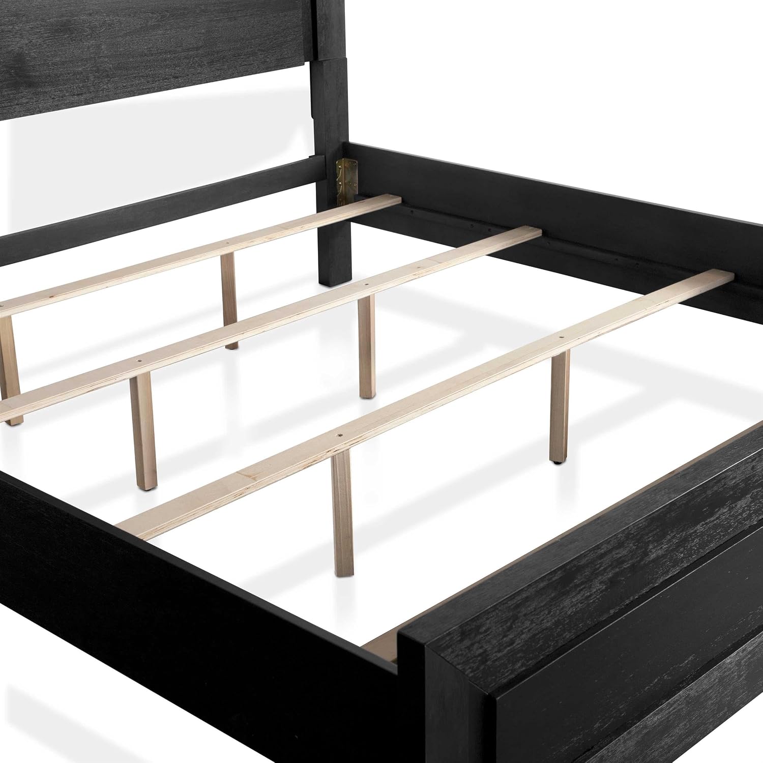 Furniture of America Lyle Modern Solid Wood 3-Piece Bedroom Collection with King Bed Frame and Nightstand Set of 2, Includes LED Light Headboard, Box Spring Required, Black