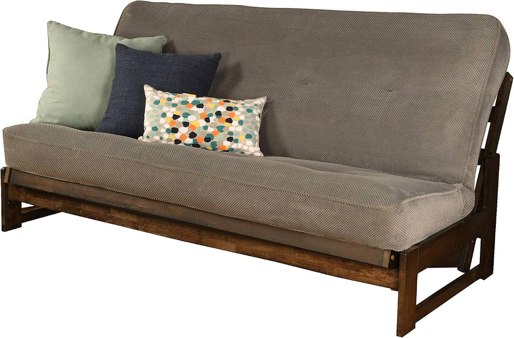 KODIAK FURNITURE Aspen Futon Set with Reclaim Mocha Finish, Marmont Thunder