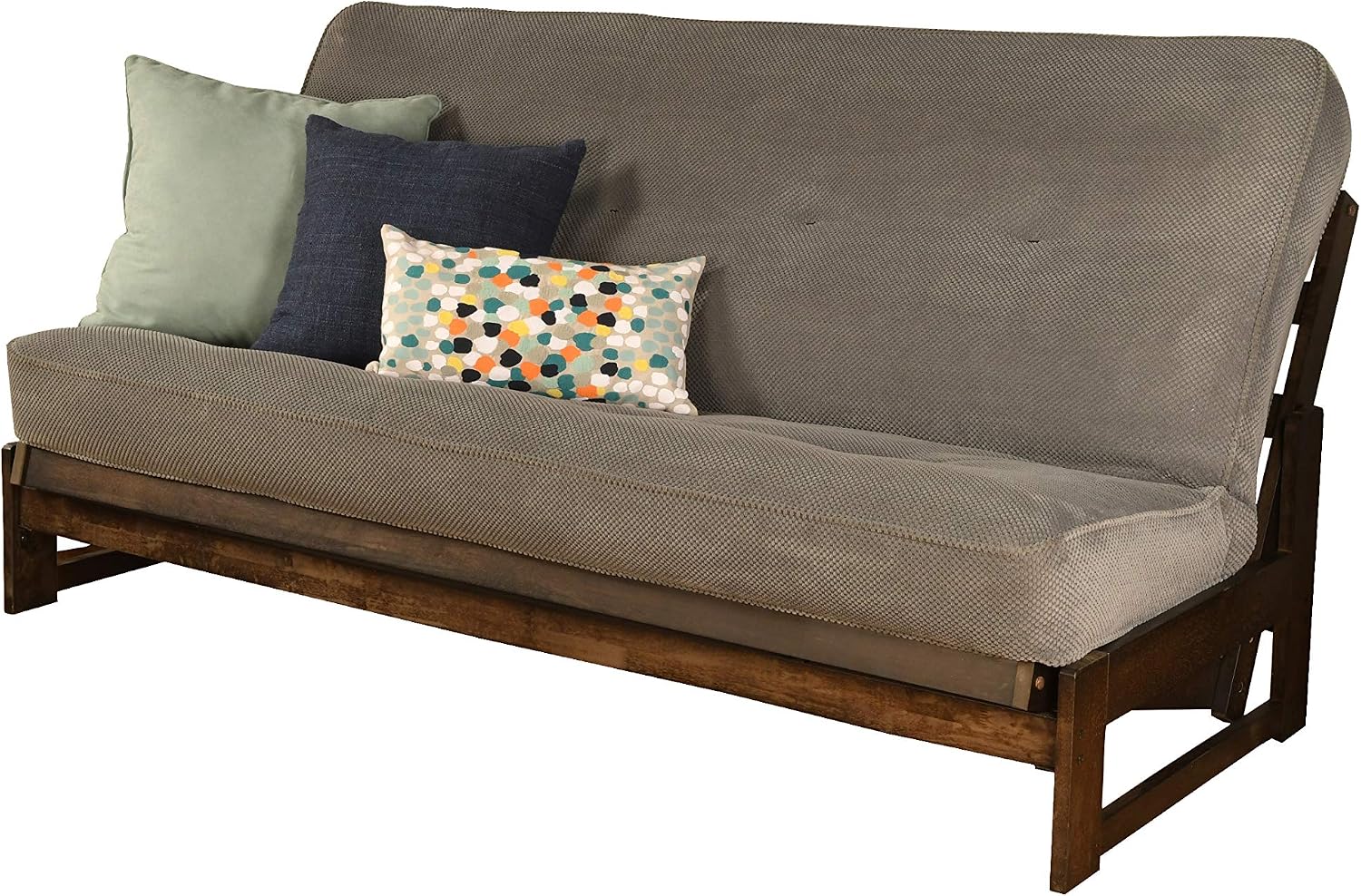KODIAK FURNITURE Aspen Futon Set with Reclaim Mocha Finish, Marmont Thunder