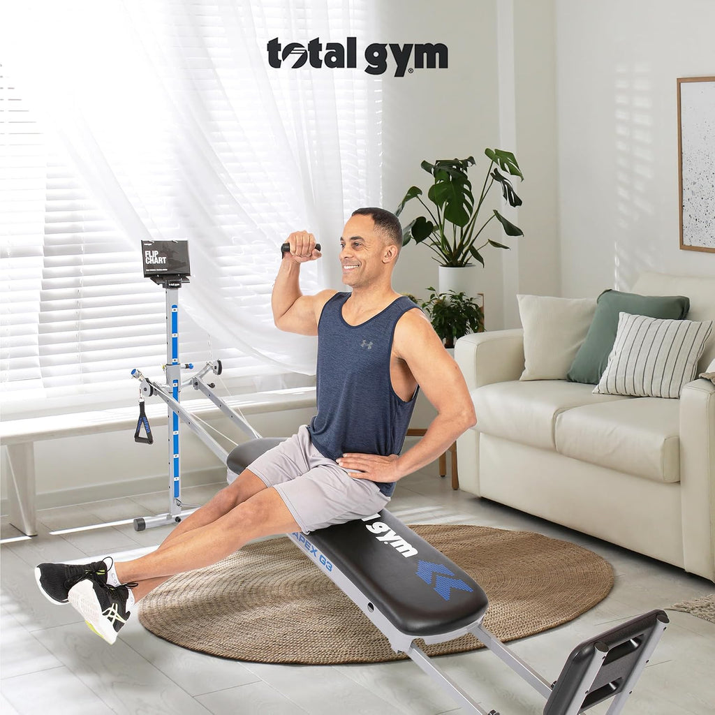 Total Gym Apex G3, Slim-Frame Incline Bodyweight Training Home Exercise Machine w/ 8 Levels of Resistance, Squat Stand, & Basic Accessory Set