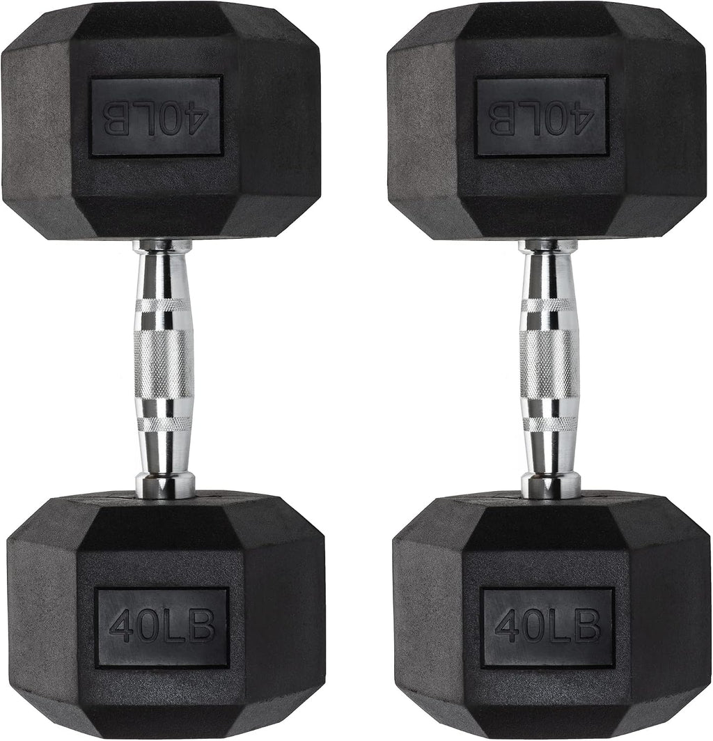 Iron Crush Hex Dumbbells - Heavy Duty PVC Coated Weights, Chrome-Plated Knurled Handles - Workout, Exercise, Lifting, Body Building Home Gym Training Gear - 3 Lb to 50Lb Options - Sold in Pairs