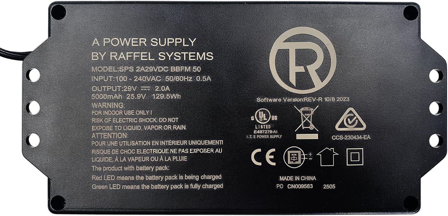 Power Recliner Raffel Systems 5000 mAh Rechargeable Battery Pack Power Supply Model SPS 2A29VDC BBFM 50