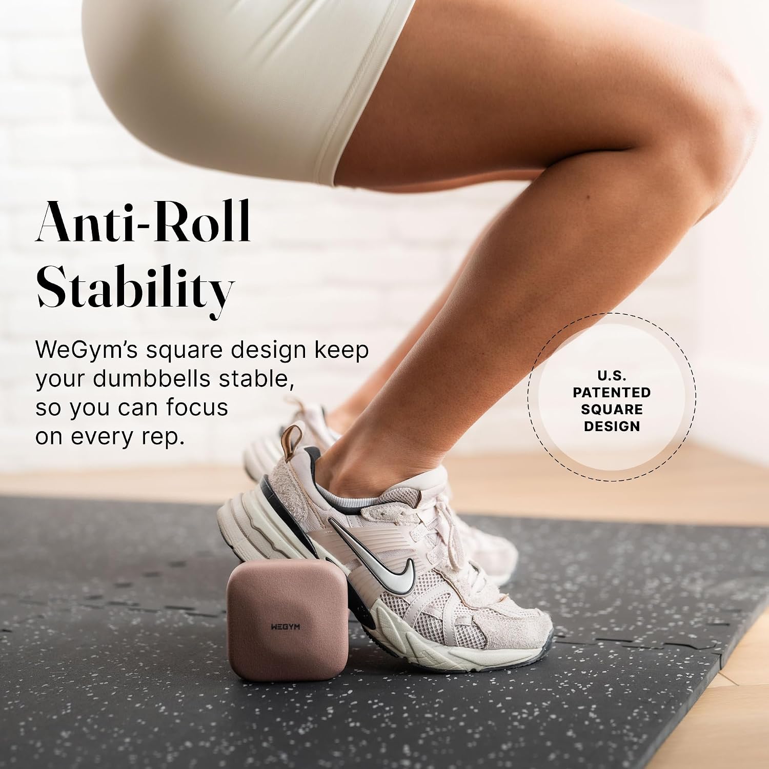 WeGym SafeGrip Square Dumbbells with Anti Slip Handles, Aesthetic Free Weights for Home Workouts, Stable Design Prevents Rolling during Floor Exercises - Set