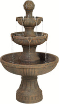 Ravenna 43' High Large Italian Indoor Outdoor Decor Faux Stone Floor Fountain Standing Waterfall 3-Tier Basin Tall Water Feature for Outside Garden Patio Yard Backyard Porch Deck - John Timberland