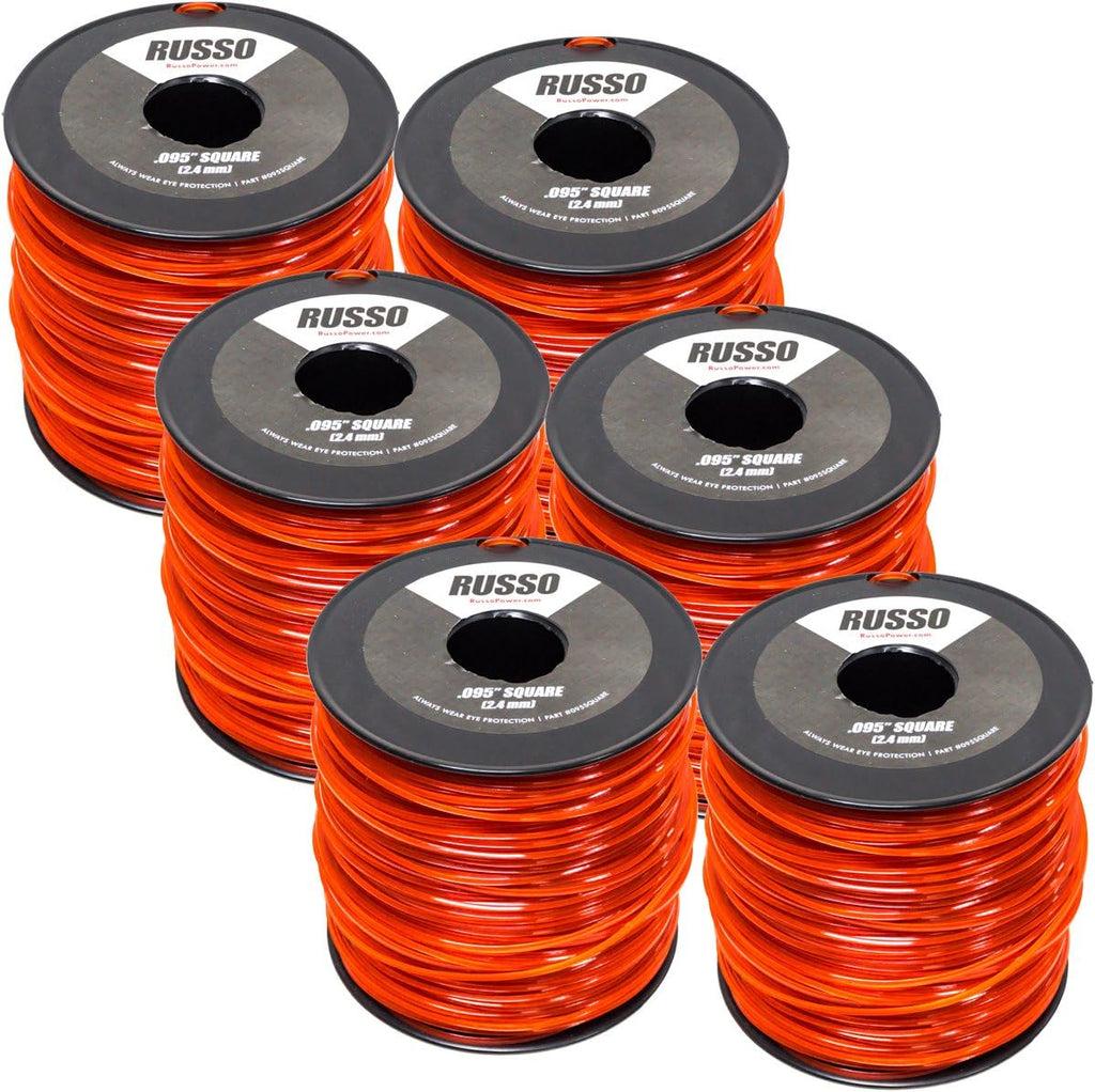 RUSSO 6 Pack 095 Square 5lb Commercial String Trimmer Line for Echo Stihl RedMax