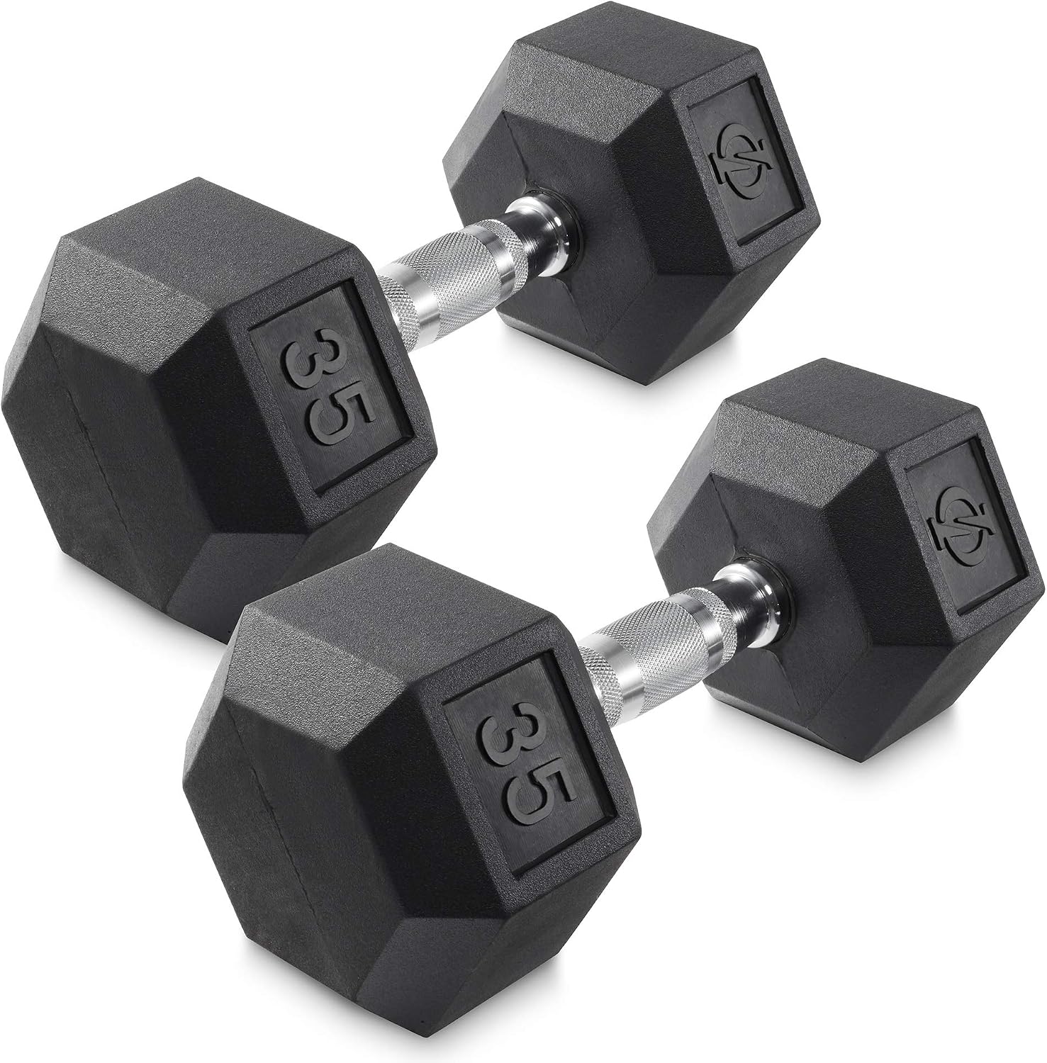 Philosophy Gym Rubber Coated Hex Dumbbell Hand Weights, Pairs