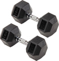 Signature Fitness Rubber Coated Hex Dumbbells Hand Weights for Exercises and Fitness Home Gym, 5-50 lbs, Pairs