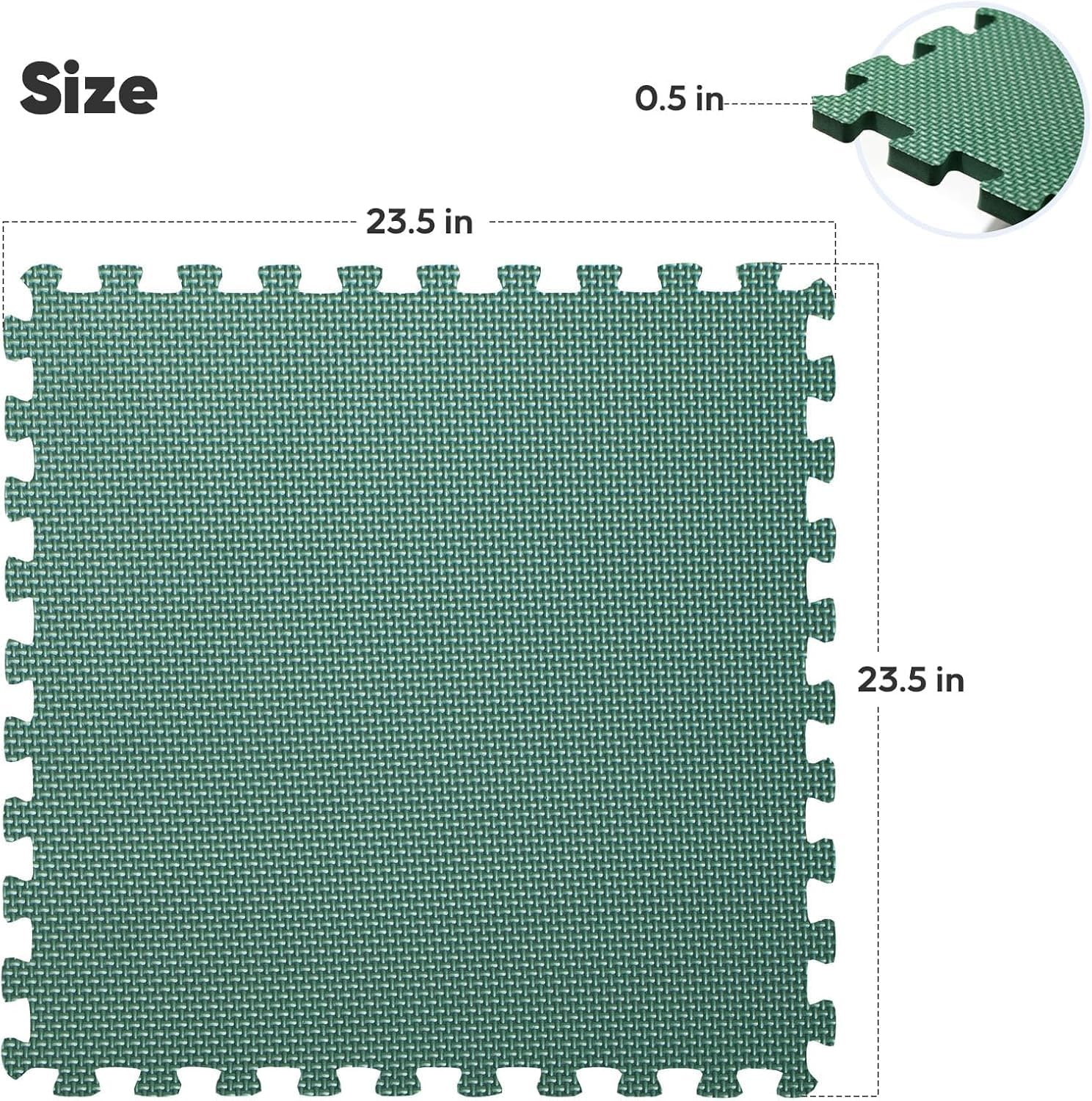 36 Pack Home Gym Mat, Puzzle Exercise Mat, EVA Interlocking Foam Floor Tiles for Home Workout Equipment and Kids' Play Areas -, 24 in x 24 in x ½ in, Green 36 Tiles