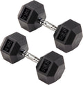 Signature Fitness Rubber Coated Hex Dumbbells Hand Weights for Exercises and Fitness Home Gym, 5-50 lbs, Pairs