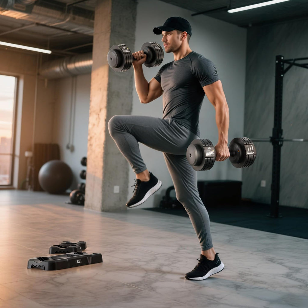 FLYBIRD DB2 Adjustable Dumbbell, 55LB/110LB Single Dumbbell for Home Gym Exercise & Fitness, 5-IN-1 Fast Adjustable Weights with Anti-Slip Handle (2 Weight Option)