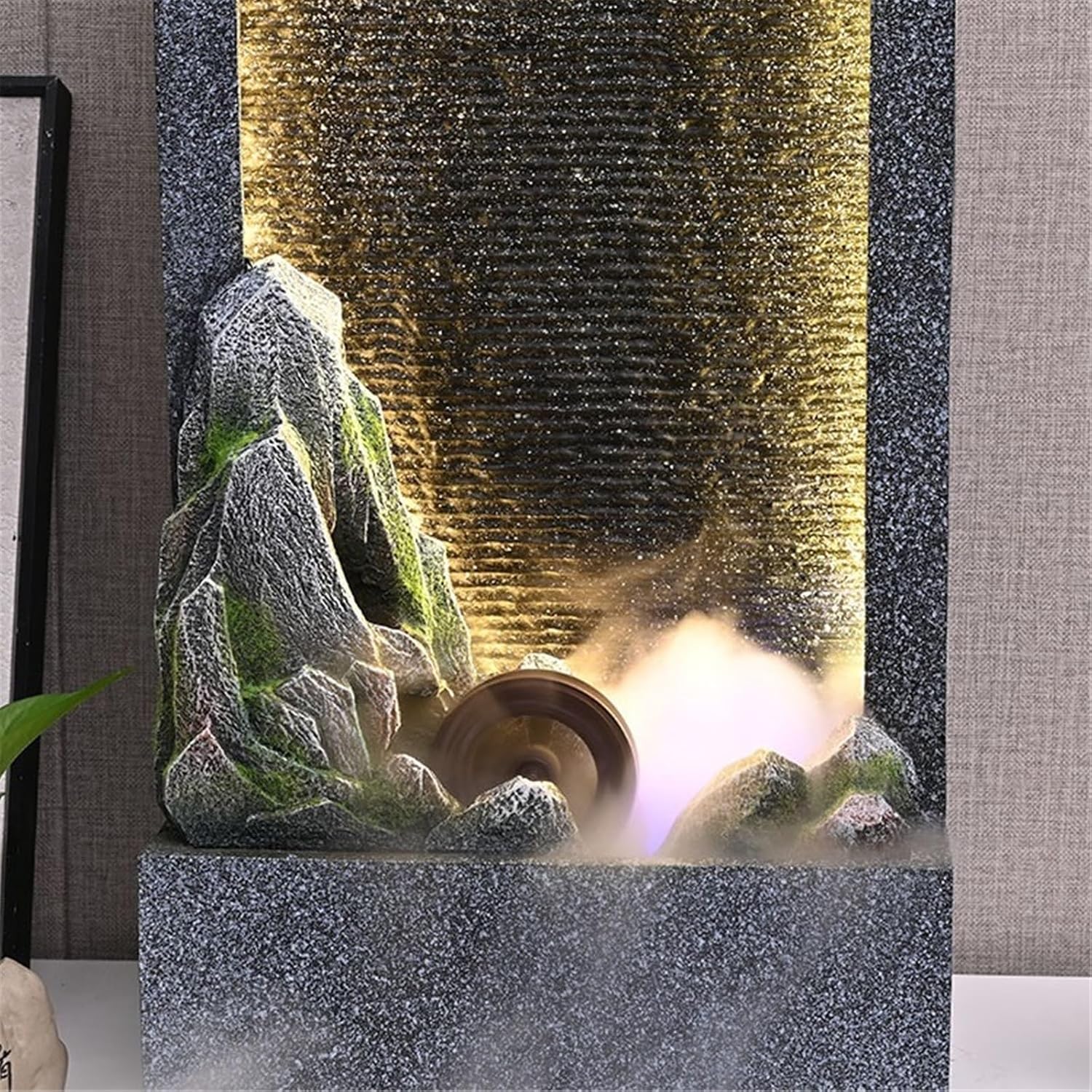 Tabletop Fountain Waterfall Waterfall Fountain for Indoors or Outdoors with LED Light Accents for Home and Office Decoration