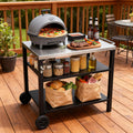 CubisVeta All-in-One Stainless Steel Kitchen Cart - Mobile Workbench with Storage Shelf & Built-in Opener for Indoor Outdoor Cooking, BBQ & Patio (Black and Silver, 39)