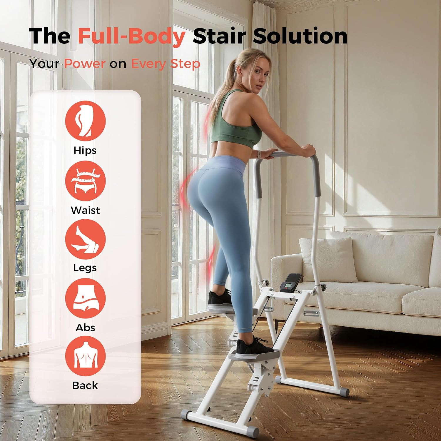 Stair Stepper for Home, Upgraded 3-Level Adjustable Resistance& Incline, Extra-Wide Non-Slip Pedals, LCD Counter with Phone Holder, 350 lbs Capacity