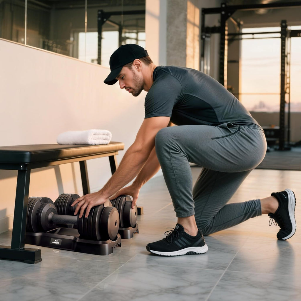 FLYBIRD DB2 Adjustable Dumbbell, 55LB/110LB Single Dumbbell for Home Gym Exercise & Fitness, 5-IN-1 Fast Adjustable Weights with Anti-Slip Handle (2 Weight Option)