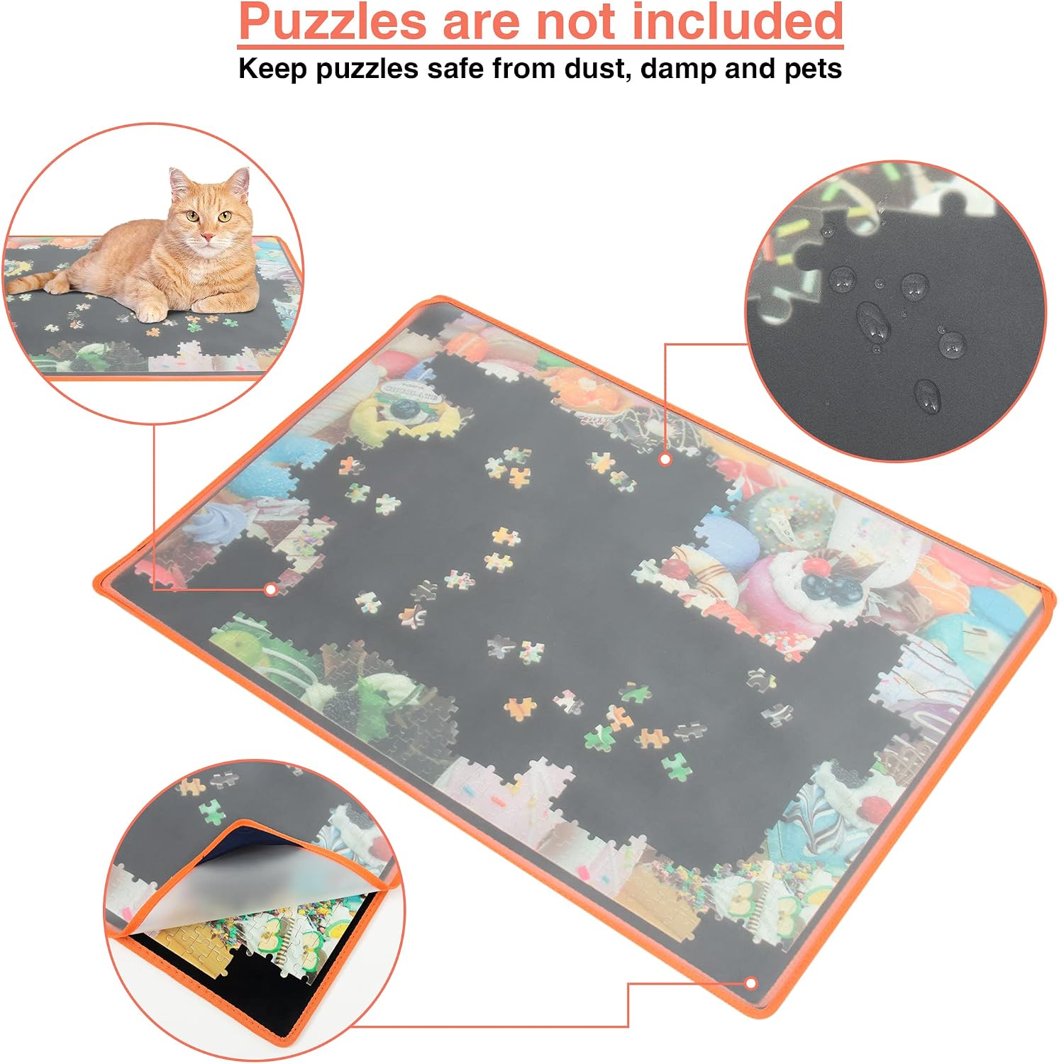 Becko US Jigsaw Puzzle Board Portable Puzzle Mat with Puzzle Dustproof Cover for Puzzle Storage Puzzle Saver, Non-Slip Surface, Up to 1000 Pieces (Black)