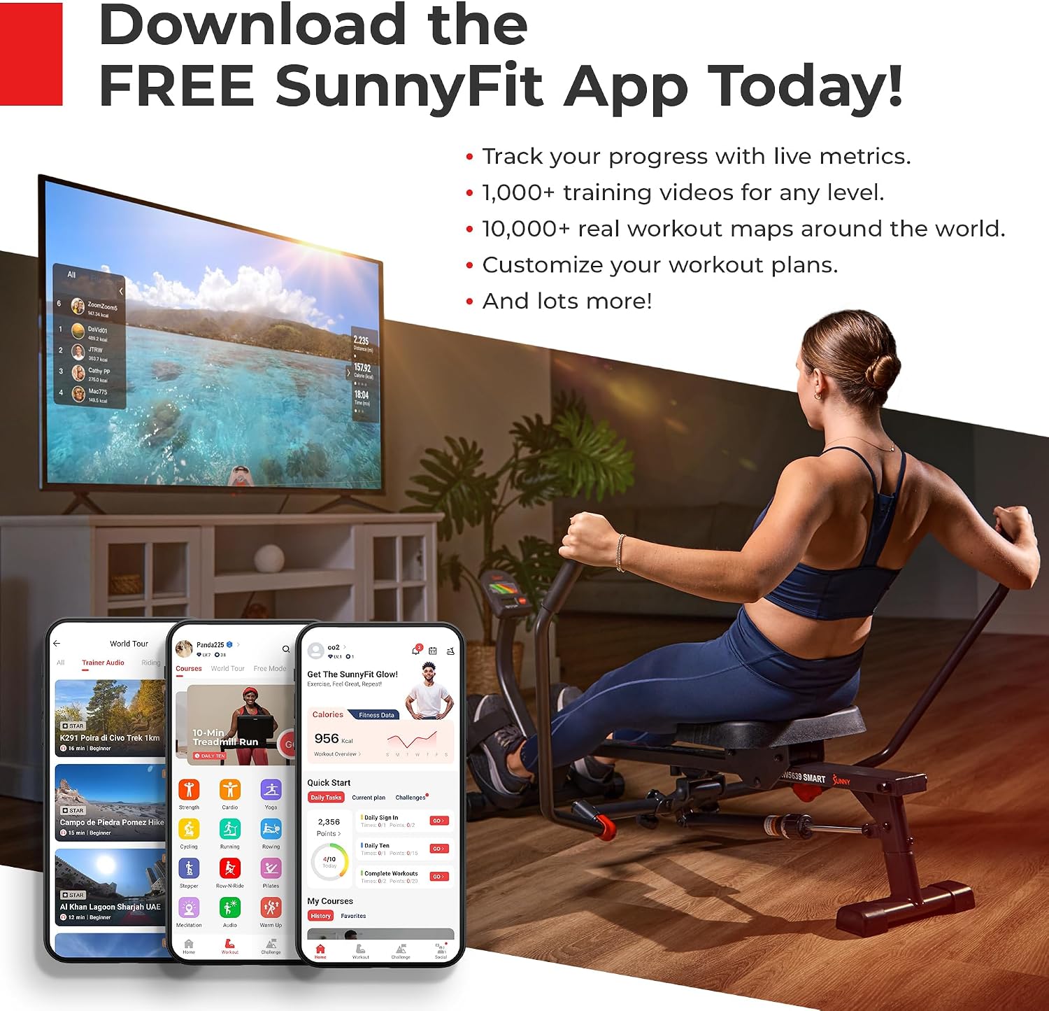 Sunny Health & Fitness Smart Cycling Exercise Bike, Free SunnyFit App Connection, Designed for Intensive Cardio Workout at Home, Adjustable Seat & Handlebar for Comfort Riding