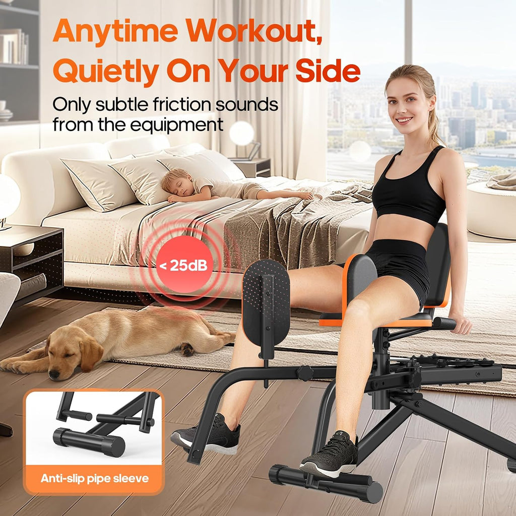 HXD-ERGO Hip Abductor/Adductor Machine for Home Gym, 6-Level Glute Machine & Thigh Workout Equipment, Booty Builder with Plush Padding, Compact Leg Exercise Euipment for Women & Men