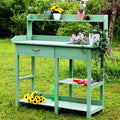 Garden Potting Bench, Fir Wood Outdoor Prep Station with Removable Sink, Drawer, and Hooks,Natural Wooden Work Station for Patio, Backyard and Porch