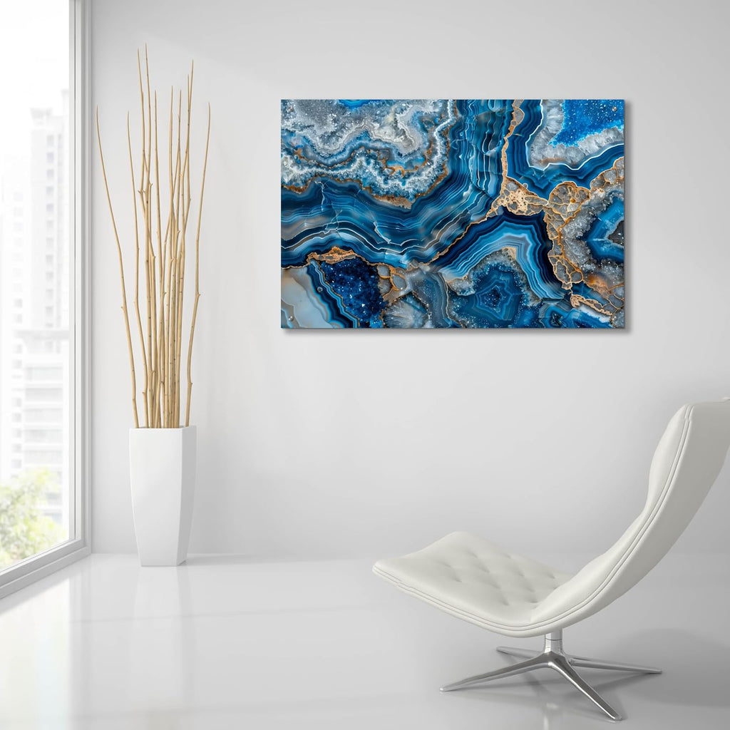 Epic Art 'Blue Crystals With Gold' by Svetlana Aleynikova Acrylic Glass Wall Art, 36' x 24'