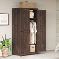 AMERLIFE Farmhouse Armoire Wardrobe Closet with 2 Barn Doors, 71'' Storage Cabinet with Hanging Rod & Shelf, Versatile Clothing Storage for Bedroom, Espresso