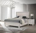 Beautiful Lustrous White Cream Finish Full Size Panel Bed Wooden 3pc Bedroom Furniture Set