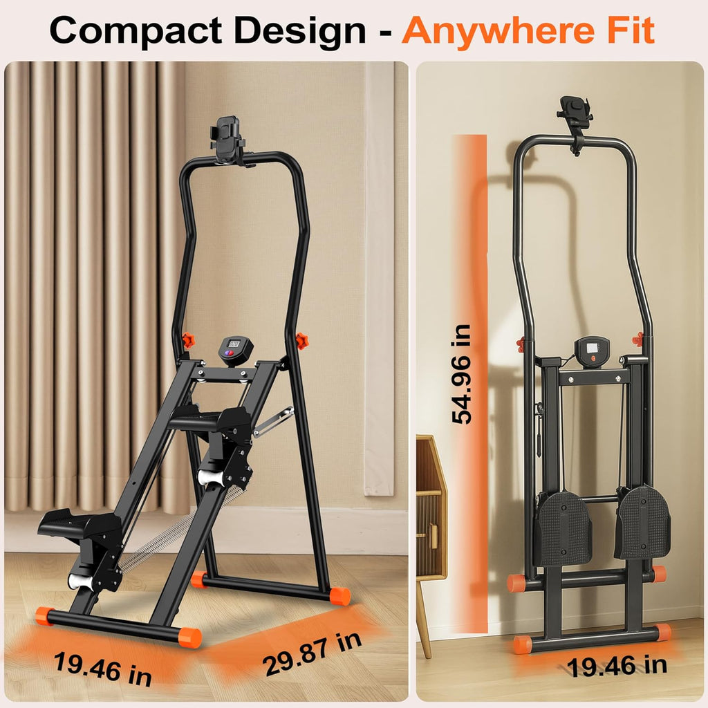 EPHESPORT Stair Stepper for Home Gym, 2.0 Stair Climber Machine with 3-Level Adjustable Resistance, Non-Slip Pedals, Digital Monitor & Phone Holder, Foldable Workout Equipment for Legs Glutes Cardio
