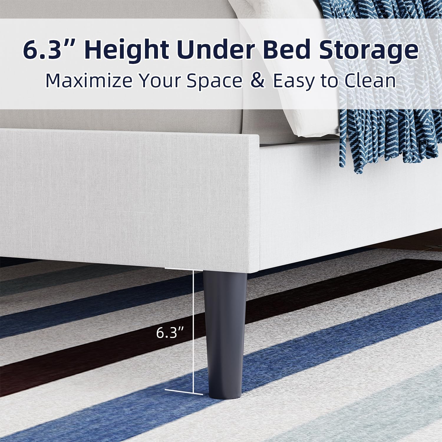 BarnFurin King Size Platform Bed Frame, Fabric Upholstered Bed with Button Tufted Headboard, Adjustable Headboard Design, Easy Assembly, No Box Spring Required, White