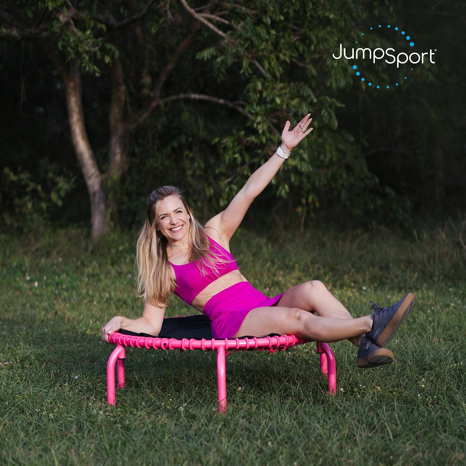 JumpSport 350 PRO 39 Inch Fitness Trampoline Indoor Rebounder Cardio Workout Equipment 300 lb Capacity