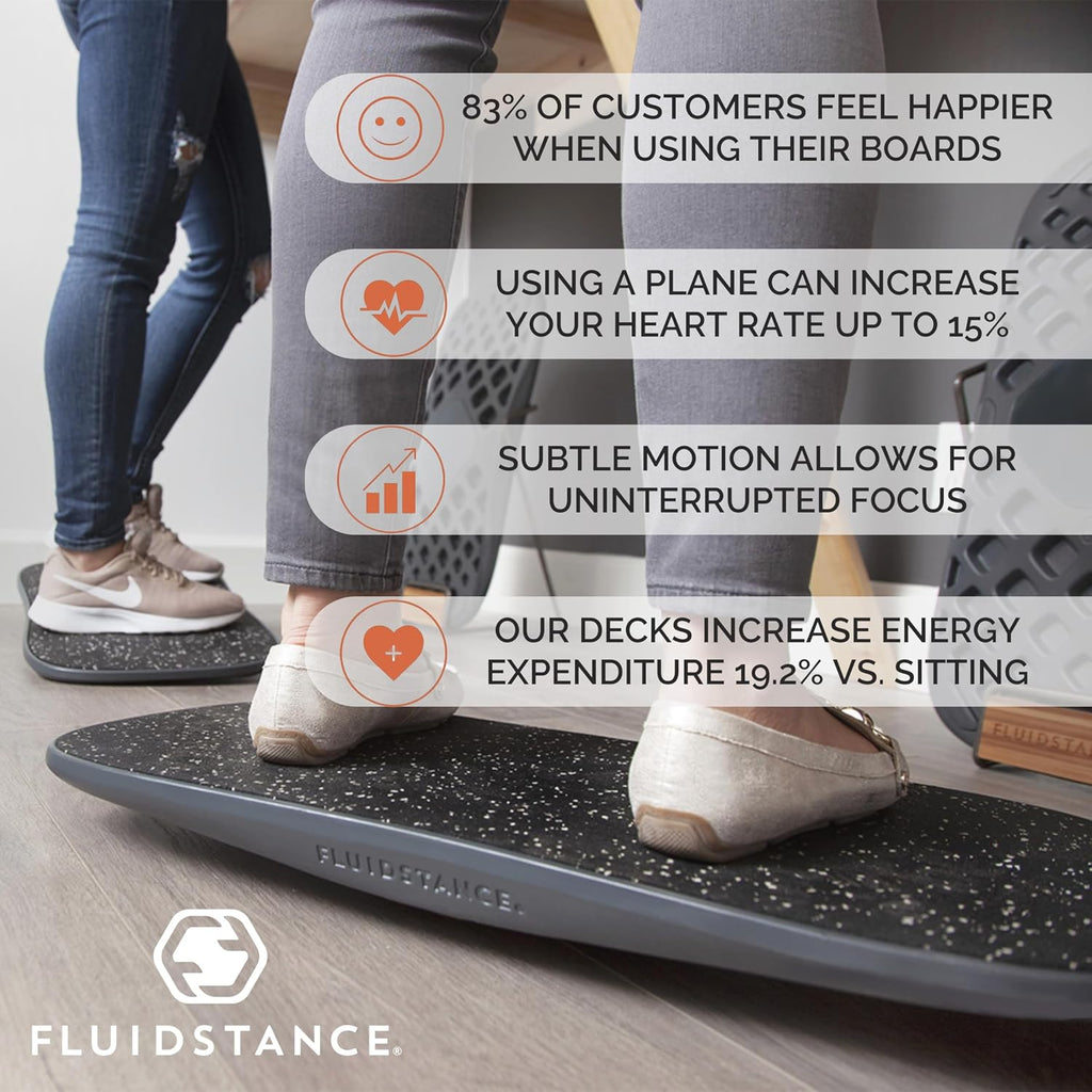 FluidStance Adult Balance Board for Standing Desk - Anti Fatigue USA Made 360 Degree Rocker Wobble Board as Exercise Equipment to Increase Focus & Movement - Sustainable Anti-Slip Plane Standing Board