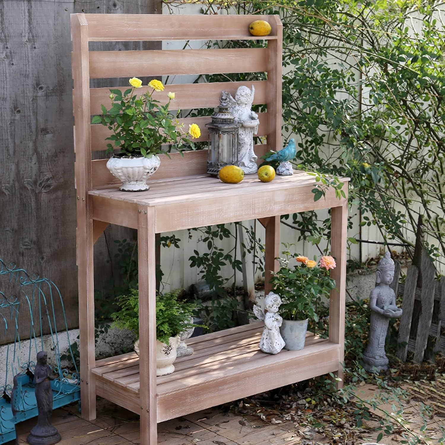 Outdoor Garden Wooden Potting Bench Tables Workbench,Sunscreen,Easy to Install,Storage Table for Country, Garden