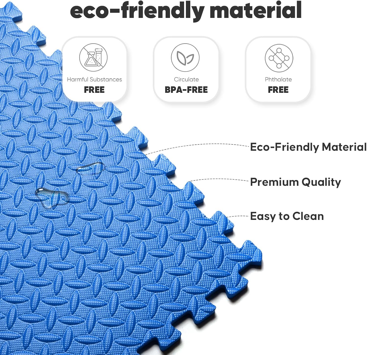 36 Pack Home Gym Mat, Puzzle Exercise Mat, EVA Interlocking Foam Floor Tiles for Home Workout Equipment and Kids' Play Areas -, 24 in x 24 in x ½ in, Blue 36 Tiles