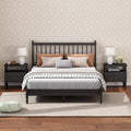 3 Pieces Bedroom Sets King Size Wood Platform Bed with Gourd Shaped Headboard with 2 Nightstands,Antique Black