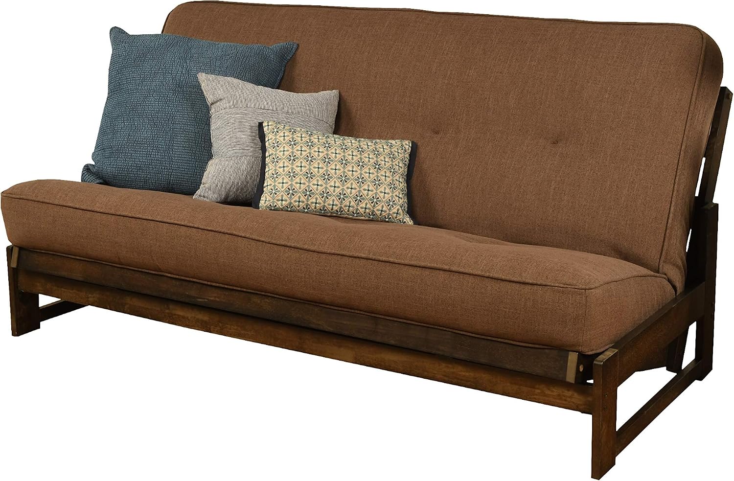 Kodiak Furniture Aspen Futon Set with Reclaim Mocha Finish, Linen Cocoa Mattress, Full