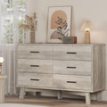 Xixini Dresser for Bedroom, 6 Drawer Wide Modern Chest of Drawers with X-Shaped Sturdy Base, Wood Double Dresser Closet Clothes Storage Organizer, Wooden TV Stand for Living Room, Hallway, Grey