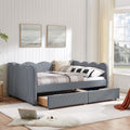 DEINPPA Full Size Upholstered Daybed with 2 Storage Drawers, Gingham Daybed with USB Ports for Bedroom Living Room Guest Room-Navy