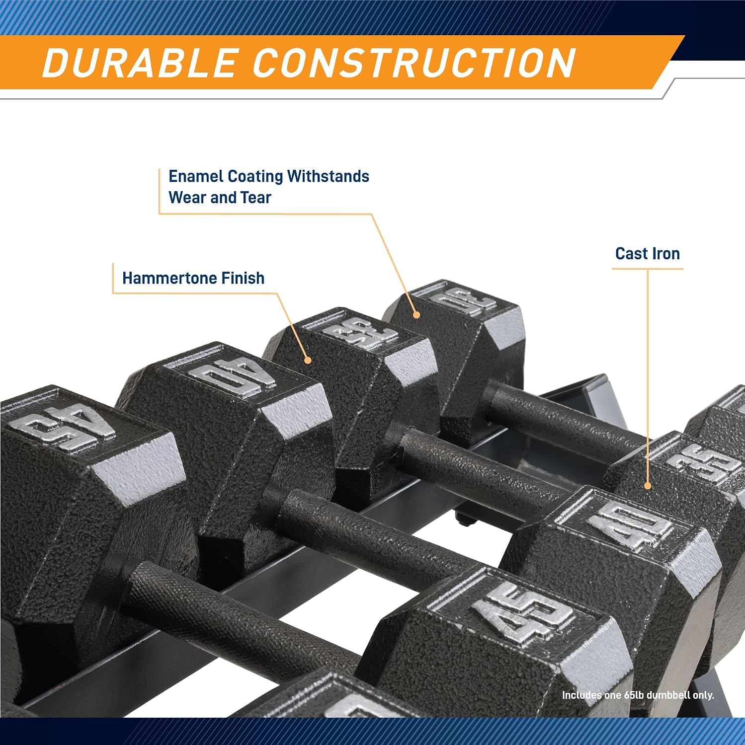 Marcy Cast Iron Hex Dumbbells Collection - Available size from 3-lb to 100-lb, SOLD INDIVIDUALLY