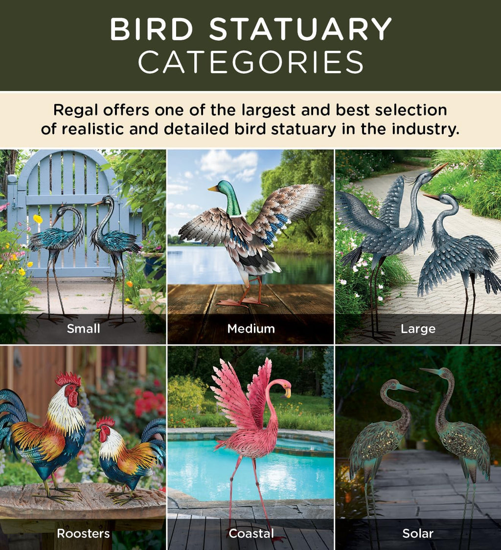 Regal Art & Gift Copper Patina Heron Metal Statue – Indoor Outdoor Decorative Sculpture for Home & Garden Décor, Weather-Resistant Yard Art Figure for Patio, Lawn