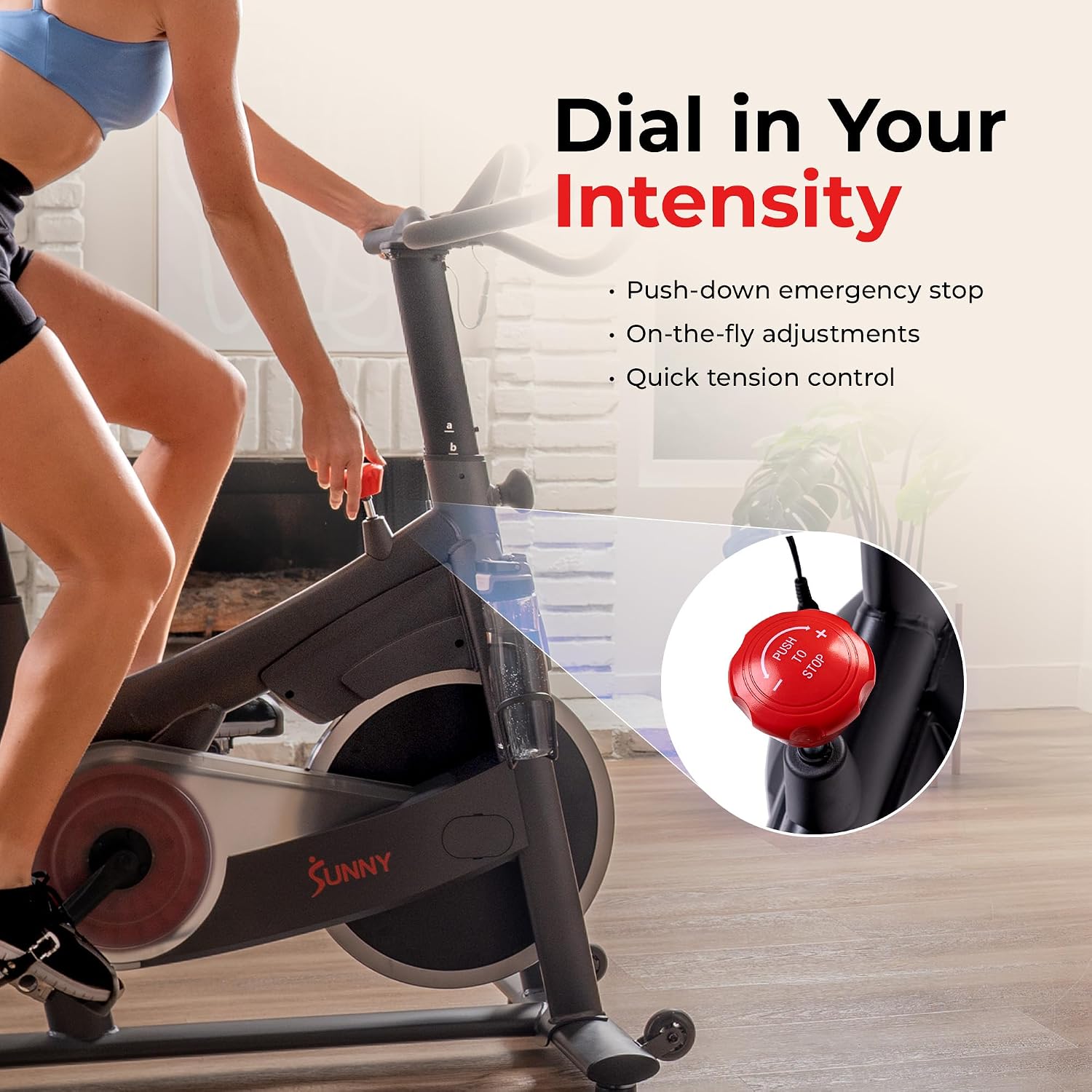Sunny Health & Fitness Smart Magnetic Indoor Cycling Bike, Stationary Exercise Cardio Equipment, Free SunnyFit Training App