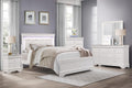 Modern Glam 6pc Set Bedroom Furniture Full Size Tufted LED Light Bed White Finish Alligator Texture Panels
