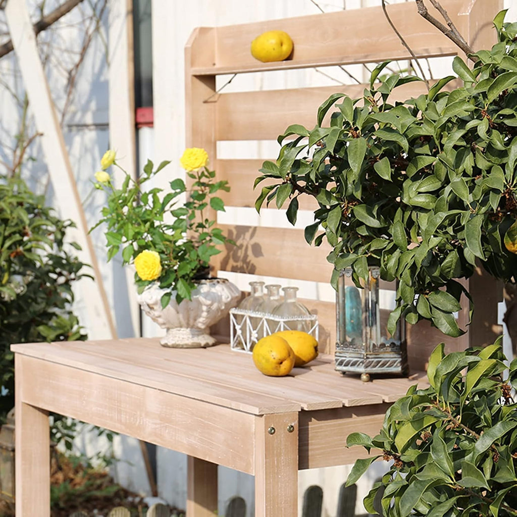 Outdoor Garden Wooden Potting Bench Tables Workbench,Sunscreen,Easy to Install,Storage Table for Country, Garden